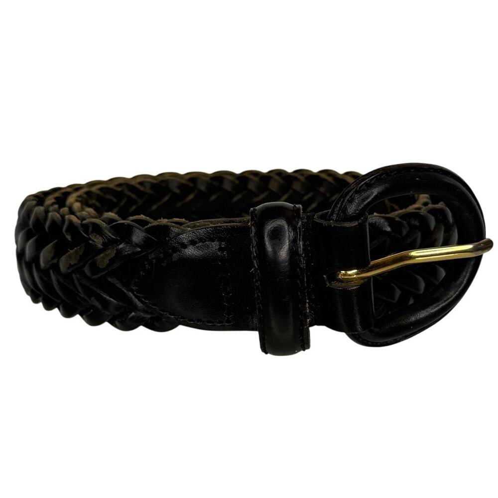 Genuine Black Braided Leather Belt Men's Size 38